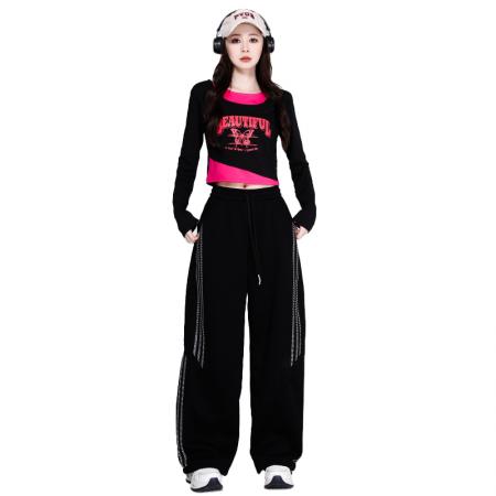 FA53600# 爵士舞演出服嘻哈亮片模特走秀露脐套装潮