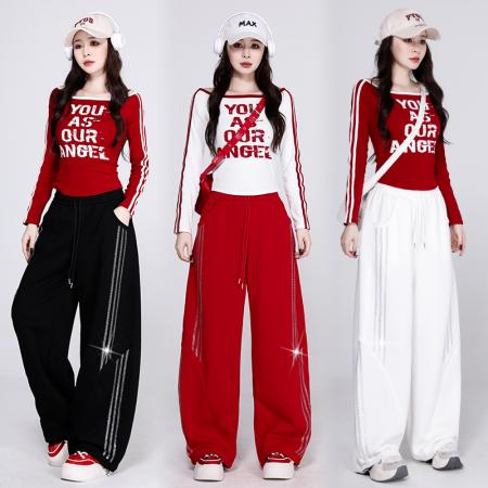 FA53602# 爵士舞演出服体操服露脐显瘦宽松减龄街舞超酷套装