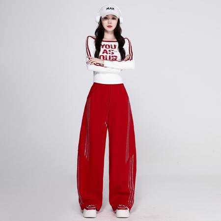 FA53602# 爵士舞演出服体操服露脐显瘦宽松减龄街舞超酷套装