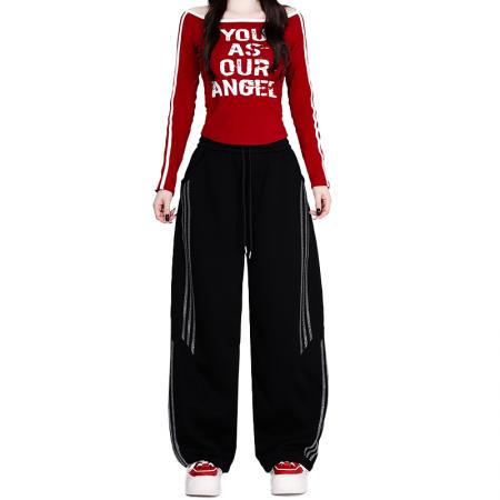 FA53602# 爵士舞演出服体操服露脐显瘦宽松减龄街舞超酷套装