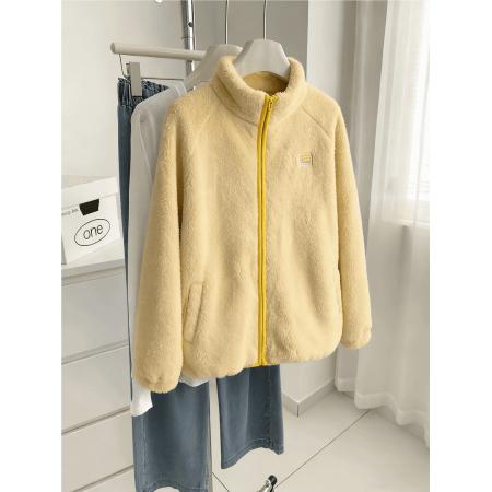 FA53611# 原版布料高级感外套学院风开衫卫衣宽松保暖拉链外套