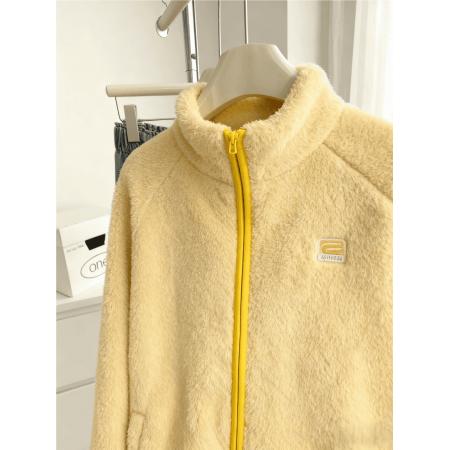 FA53611# 原版布料高级感外套学院风开衫卫衣宽松保暖拉链外套