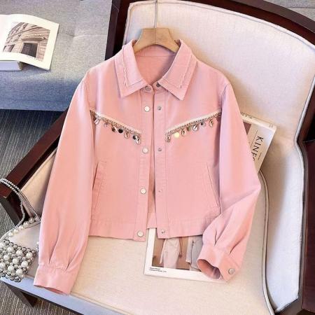 FA53622# 法式重工流苏牛仔外套女新款设计感小众夹克上衣