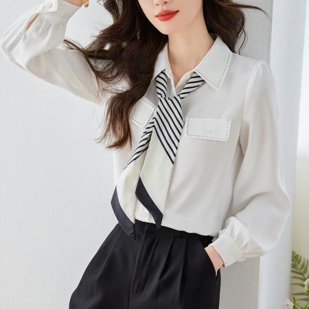 FA53632# 春款轻奢优雅知性轻熟时尚法式小众别致衬衣