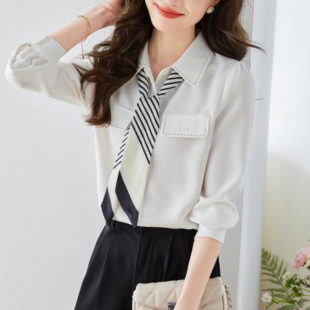 FA53632# 春款轻奢优雅知性轻熟时尚法式小众别致衬衣