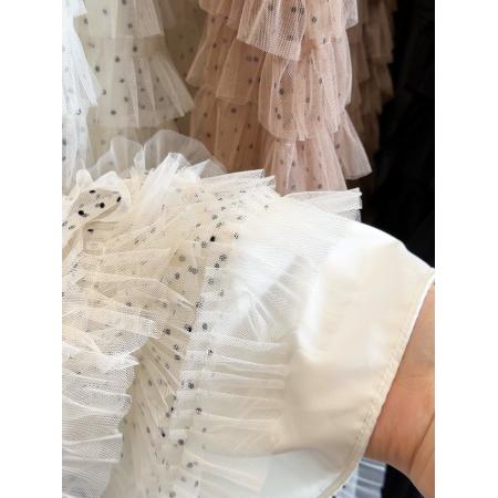 FA53646# 层层蓬蓬波点网纱蛋糕半身裙女春秋高腰显瘦A字超仙纱裙中长裙子