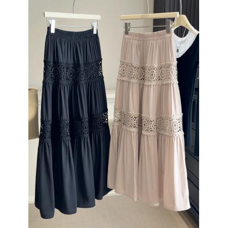 FA53647# 镂空钩花半身裙女高级感气质春夏季新款高腰a字中长蛋糕裙子