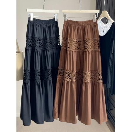 FA53647# 镂空钩花半身裙女高级感气质春夏季新款高腰a字中长蛋糕裙子