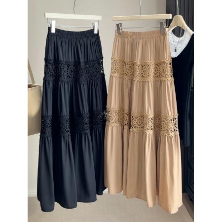 FA53647# 镂空钩花半身裙女高级感气质春夏季新款高腰a字中长蛋糕裙子