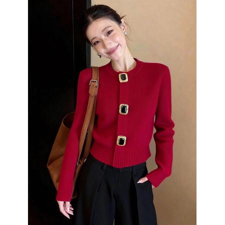 FA53655# 胖MM巨好看精致百搭高级感针织开衫女秋季新款名媛千金风上衣