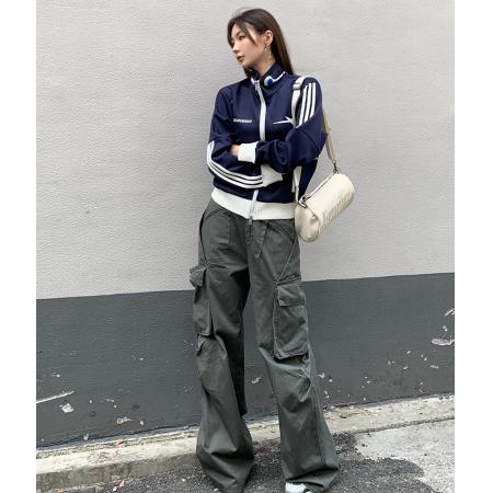 FA53672# 春装新款设计感多口袋工装裤女宽松休闲长裤拖地阔腿裤潮