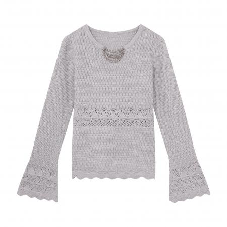 FA53688# 设计感灰色长袖打底针织衫女秋季大码胖MM显瘦修身内搭高级感上衣