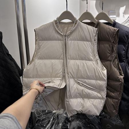 FA53697# 加厚羽绒棉服马甲女冬装新款欧韩货阔版抽绳领坎肩网红马夹