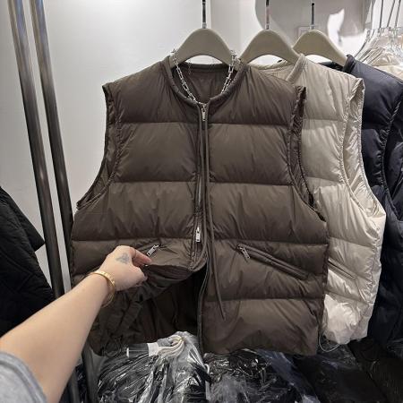 FA53697# 加厚羽绒棉服马甲女冬装新款欧韩货阔版抽绳领坎肩网红马夹