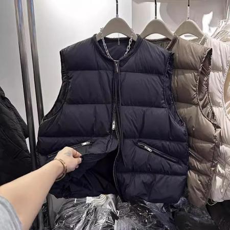 FA53697# 加厚羽绒棉服马甲女冬装新款欧韩货阔版抽绳领坎肩网红马夹