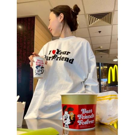 FA53700# 支纯棉春装长袖T恤女宽松上衣印花