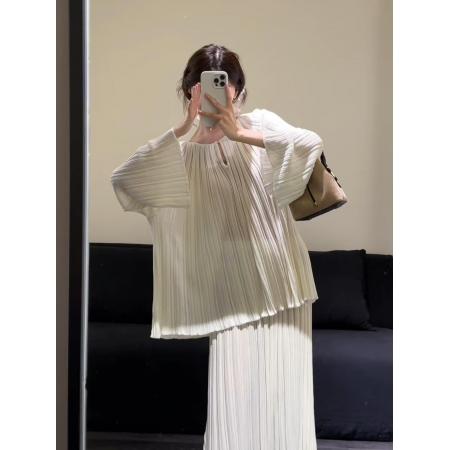 FA53710# 法式优雅肌理感喇叭袖针织衫+A字半裙两件套