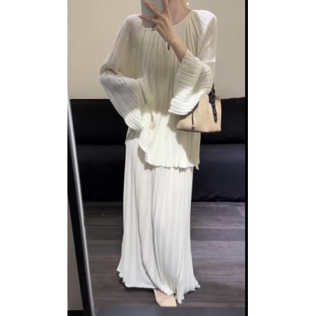 FA53710# 法式优雅肌理感喇叭袖针织衫+A字半裙两件套