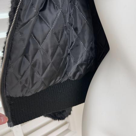 FA53713# 黑色新色大毛领短款环葆羊羔毛保暖外套女