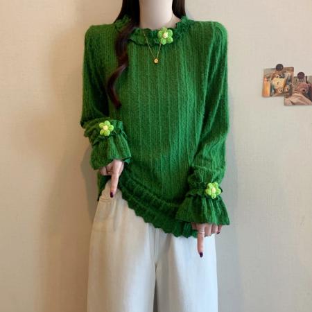 FA53716# 春季新款大码复古港风设计感小众独特显瘦喇叭袖衬衫上衣 服裝批發女裝批發服飾貨源