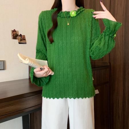 FA53716# 春季新款大码复古港风设计感小众独特显瘦喇叭袖衬衫上衣 服裝批發女裝批發服飾貨源