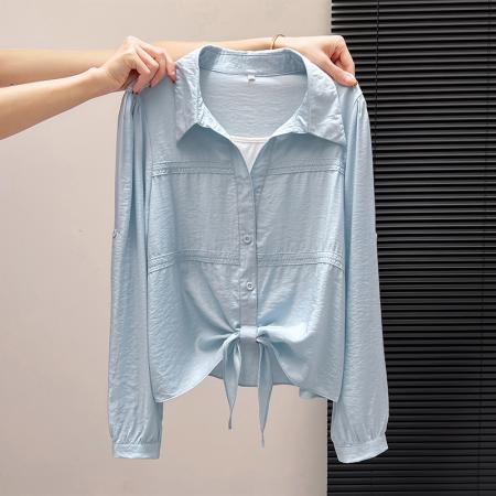 FA53723# 春装新款时尚洋气假两件拼接衬衫女长袖设计感小众气质减龄上衣潮 服裝批發女裝批發服飾貨源