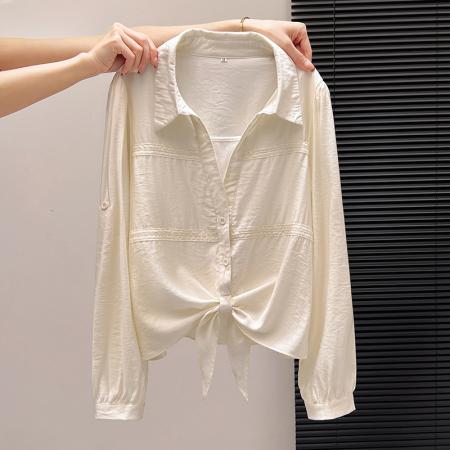 FA53723# 春装新款时尚洋气假两件拼接衬衫女长袖设计感小众气质减龄上衣潮 服裝批發女裝批發服飾貨源