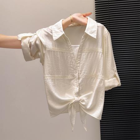 FA53723# 春装新款时尚洋气假两件拼接衬衫女长袖设计感小众气质减龄上衣潮 服裝批發女裝批發服飾貨源