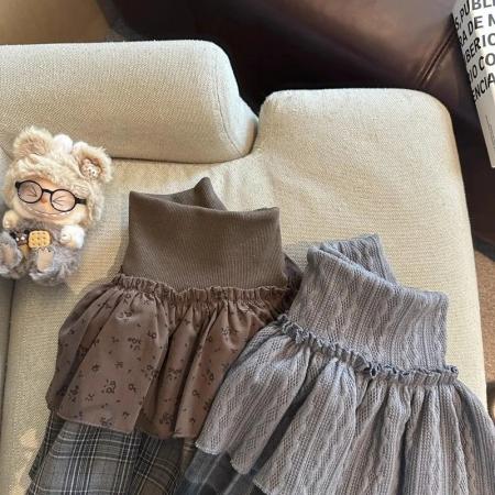 FA53728# 辣妹风碎花格纹蓬蓬蛋糕短裙女秋冬季高腰显瘦A字双层半身裙 服裝批發女裝批發服飾貨源