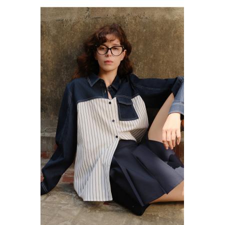 FA53740# 摩登牛仔条纹...