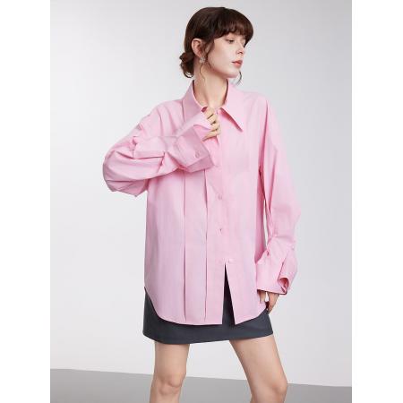 FA53741# 法式设计感小众气质粉色衬衫女春季新款小个子衬衣独特上衣 服裝批發女裝批發服飾貨源