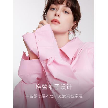 FA53741# 法式设计感小众气质粉色衬衫女春季新款小个子衬衣独特上衣 服裝批發女裝批發服飾貨源