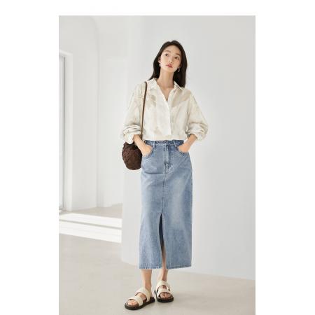 FA53744# 轻国风原创印花长袖衬衫女春季新款气质优雅独特漂亮开衫上衣 服裝批發女裝批發服飾貨源