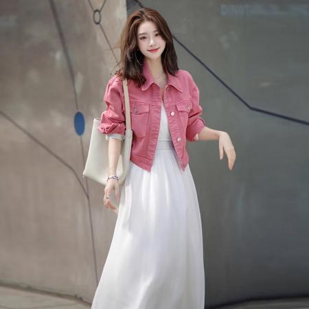 FA53757# 春秋季牛仔外套女新款小个子设计感洋气复古休闲短款夹克上衣 服裝批發女裝批發服飾貨源