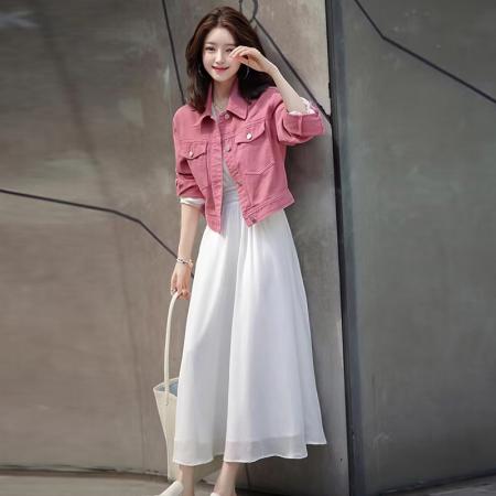 FA53757# 春秋季牛仔外套女新款小个子设计感洋气复古休闲短款夹克上衣 服裝批發女裝批發服飾貨源