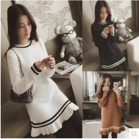 FA53761# 韩版秋冬女装新款中长款打底上衣修身显瘦套头毛衣女士长袖针织衫 服裝批發女裝批發服飾貨源