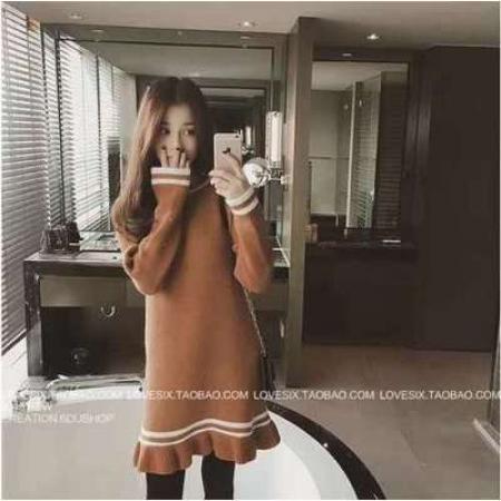 FA53761# 韩版秋冬女装新款中长款打底上衣修身显瘦套头毛衣女士长袖针织衫 服裝批發女裝批發服飾貨源