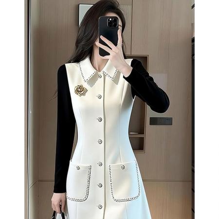 FA53767# 出席重要场合的裙子小个子法式气质职业高级感白色西装马甲连衣裙 服裝批發女裝批發服飾貨源