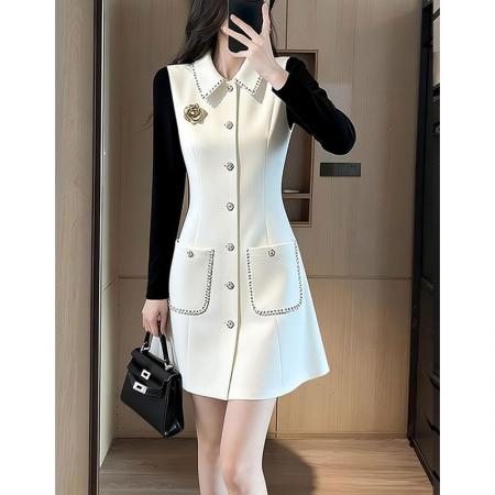 FA53767# 出席重要场合的裙子小个子法式气质职业高级感白色西装马甲连衣裙 服裝批發女裝批發服飾貨源