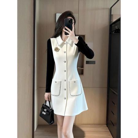 FA53767# 出席重要场合的裙子小个子法式气质职业高级感白色西装马甲连衣裙 服裝批發女裝批發服飾貨源