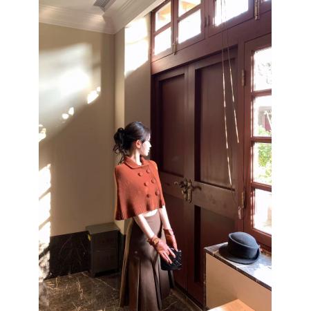 FA53804# 秋冬新款气质斗篷针织衫披肩女法式名媛宽松显瘦时尚休闲毛衣上衣 服裝批發女裝批發服飾貨源