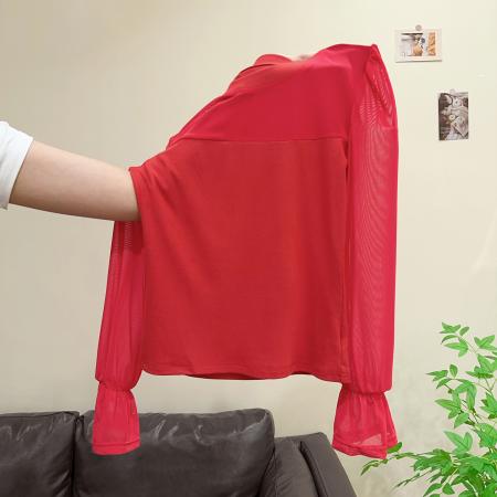 FA53830# 气质复古修身网纱T恤打底衫女秋冬新款时尚百搭女装内搭上衣 服裝批發女裝批發服飾貨源