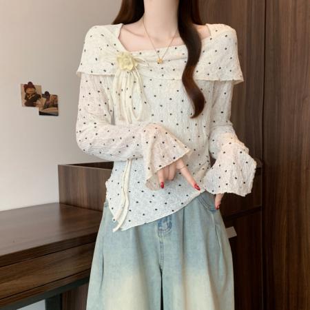 FA53835# 早初春新款美拉德不规则长袖T恤大码女装胖mm别致一字肩上衣 服裝批發女裝批發服飾貨源