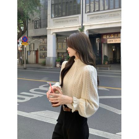 FA53839# 简约百搭木耳领打底衬衫韩系气质复古法式内搭甜美上衣 服裝批發女裝批發服飾貨源