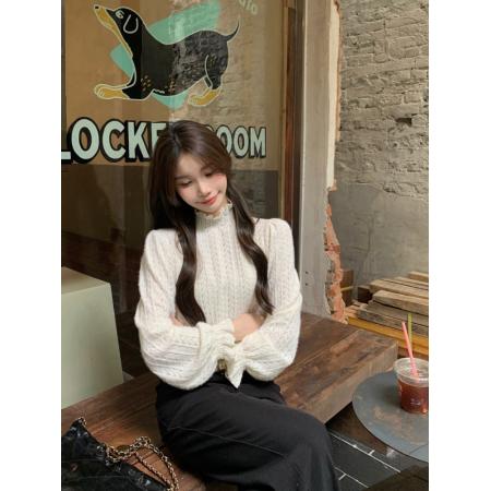 FA53839# 简约百搭木耳领打底衬衫韩系气质复古法式内搭甜美上衣 服裝批發女裝批發服飾貨源