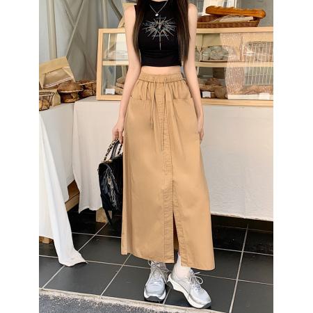 FA53846# 新款韩版设计感洗水棉中长款半身裙A字裙女 服裝批發女裝批發服飾貨源