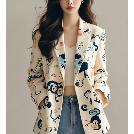 FA53849# 画花花西装外套韩版高级感小西服春小个子气质休闲宽松外套 服裝批發女裝批發服飾貨源