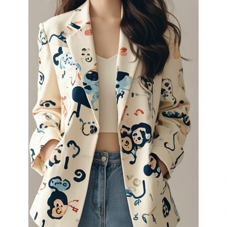 FA53849# 画花花西装外套韩版高级感小西服春小个子气质休闲宽松外套 服裝批發女裝批發服飾貨源