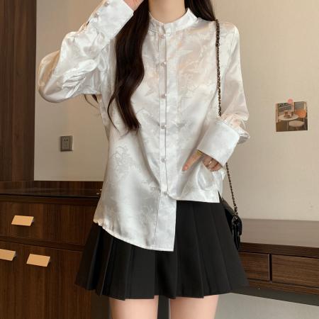 FA53852# .新款韩版气质小众设计感立领显瘦衬衫上衣女潮 服裝批發女裝批發服飾貨源