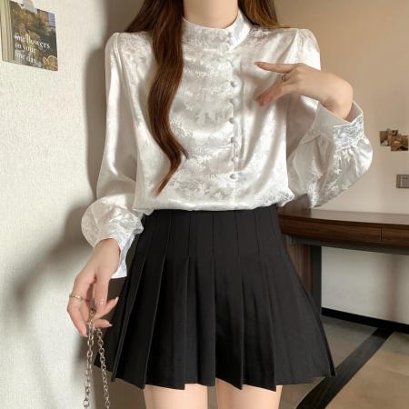 FA53854# 新款大码衬衣.穿搭长袖立领衬衣中式通勤上衣 服裝批發女裝批發服飾貨源